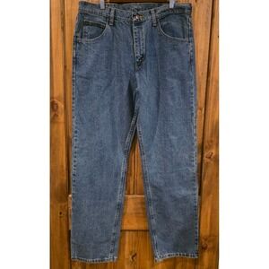 Wrangler Jeans Mens 34x32 Blue New Five Star Premium Relaxed Fit Cotton Denim
